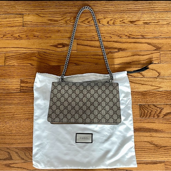 Gucci Dionysus Small Rectangular Bag GG Supreme and Taupe Suede - Picture 15 of 16